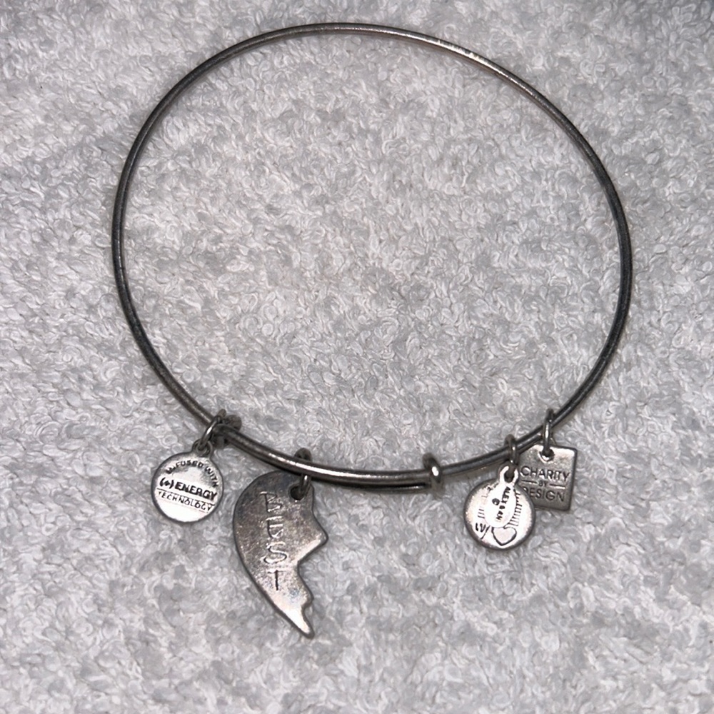 Alex and Ani bangle adjustable silver with Best charm - 1/2 of the best friend